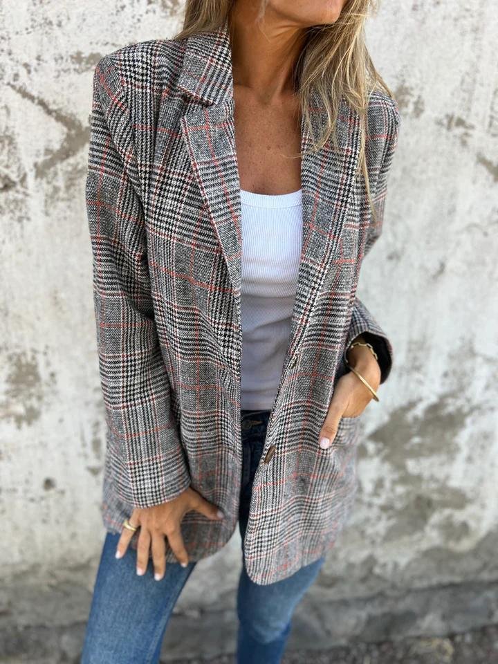 Lässiger karierter Blazer mit Revers