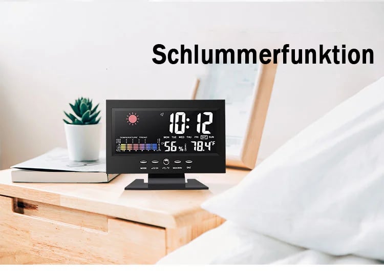 ⏰LETZTER TAG VERKAUF 50% RABATT✨Digitaler LED-Temperatur- und Luftfeuchtigkeitsmonitor, Wettervorhersage, LED-Tischwecker