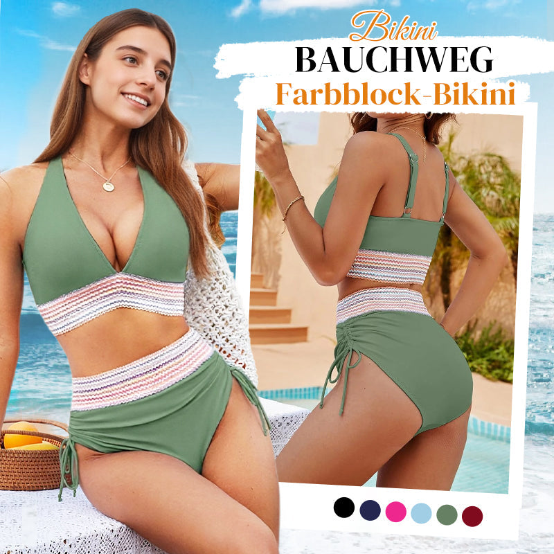 🩷historischer Tiefstpreis🩷Patchwork-Bikini mit V-Ausschnitt, 2-teiliges Set👙