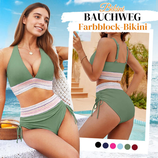 🩷historischer Tiefstpreis🩷Patchwork-Bikini mit V-Ausschnitt, 2-teiliges Set👙