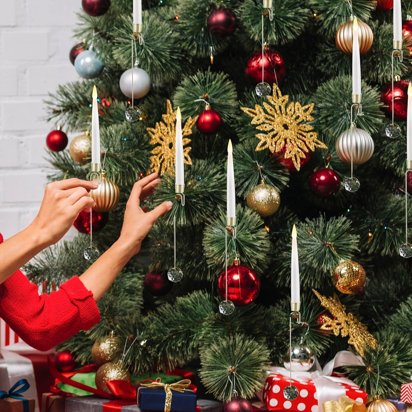 🎁Frühweihnachtliche Aktion – 50 % Rabatt🎄Weihnachtsbaum-LED-Kerzen mit klarem Kristallkugelhaken