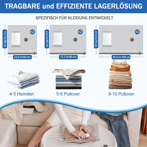 6er-Pack elektrische USB-Vakuum-Kompressionsbeutel – Platz sparen, leicht reisen!