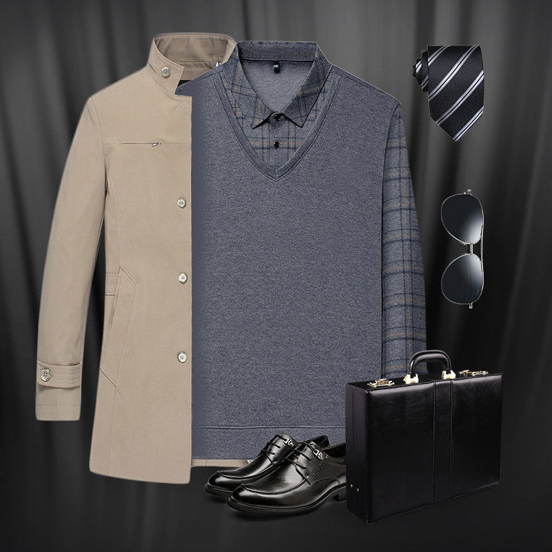 💥Heißer Verkauf 50% Rabatt👔Langarm-Oberteil in Layering-Optik für Herren