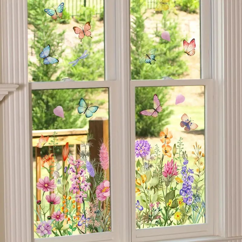 💐Neujahr Heißer Verkauf 50% Rabatt💞 Bunter Blumenstrauß Fenster Sticker🖼️