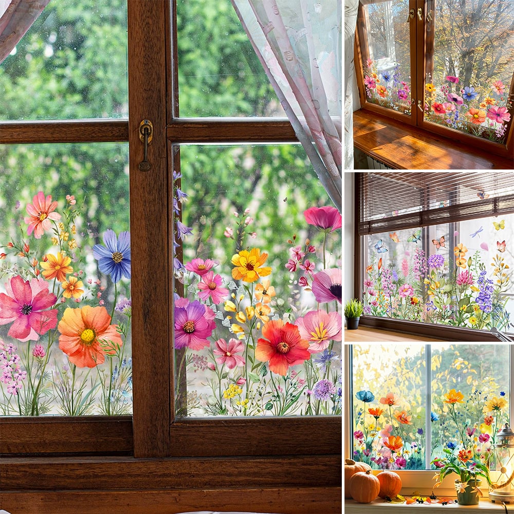 💐Neujahr Heißer Verkauf 50% Rabatt💞 Bunter Blumenstrauß Fenster Sticker🖼️