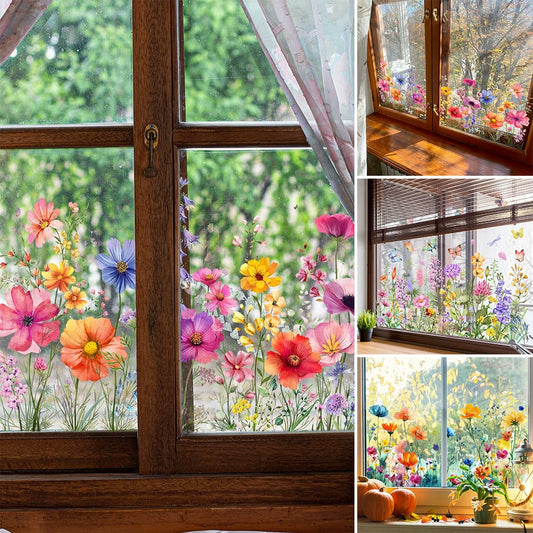 💐Neujahr Heißer Verkauf 50% Rabatt💞 Bunter Blumenstrauß Fenster Sticker🖼️