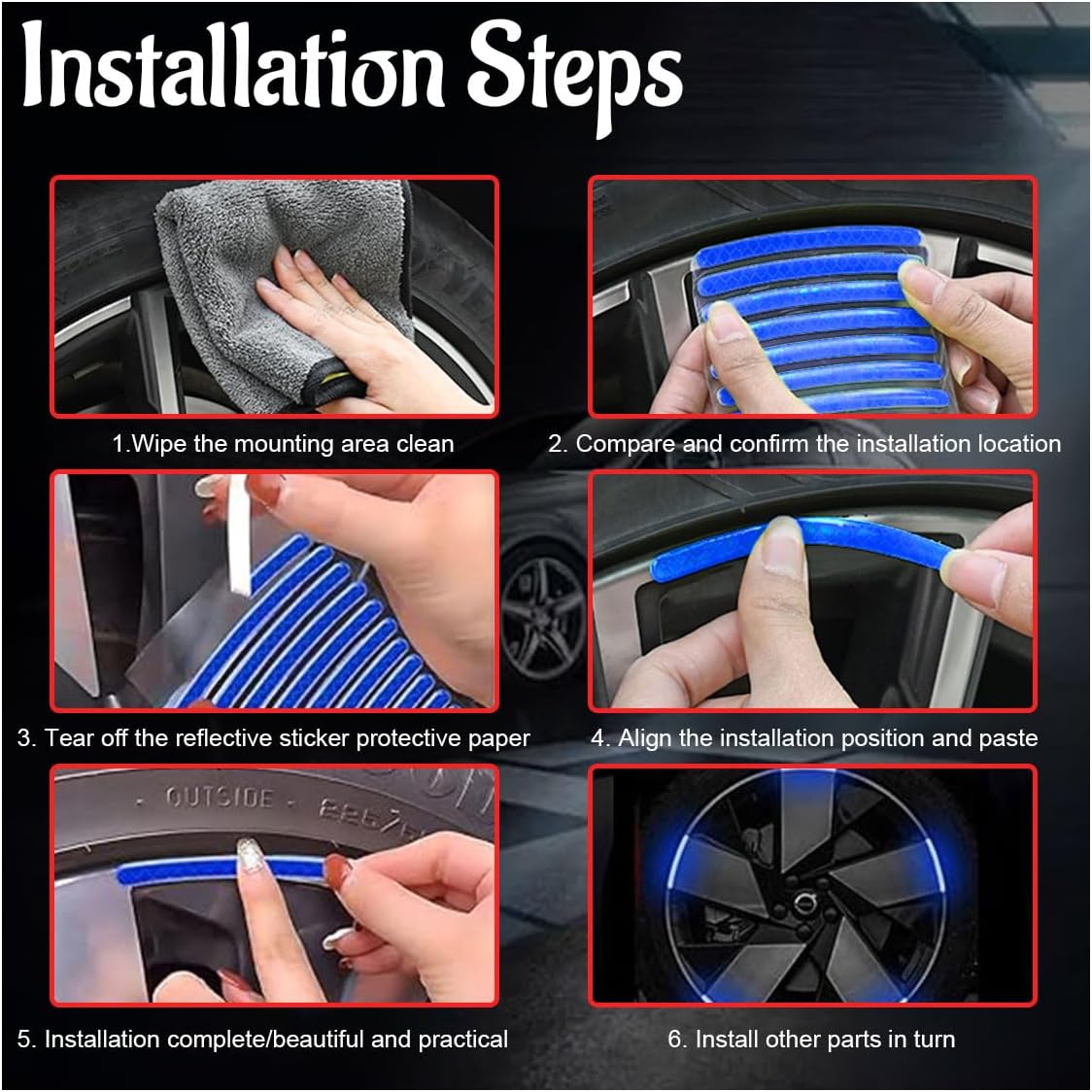 Reflektierende Auto-Felgenaufkleber