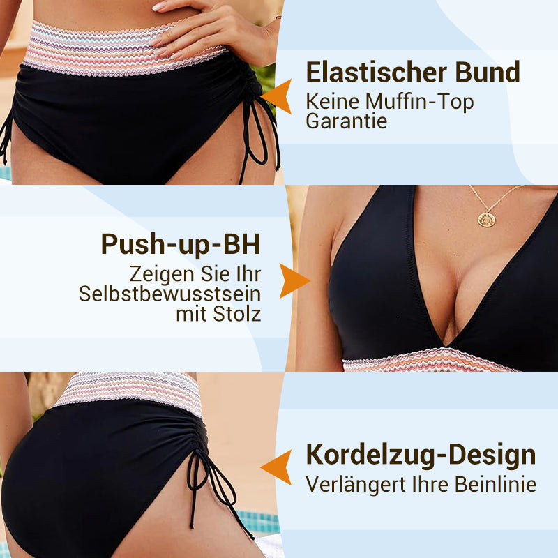 🩷historischer Tiefstpreis🩷Patchwork-Bikini mit V-Ausschnitt, 2-teiliges Set👙
