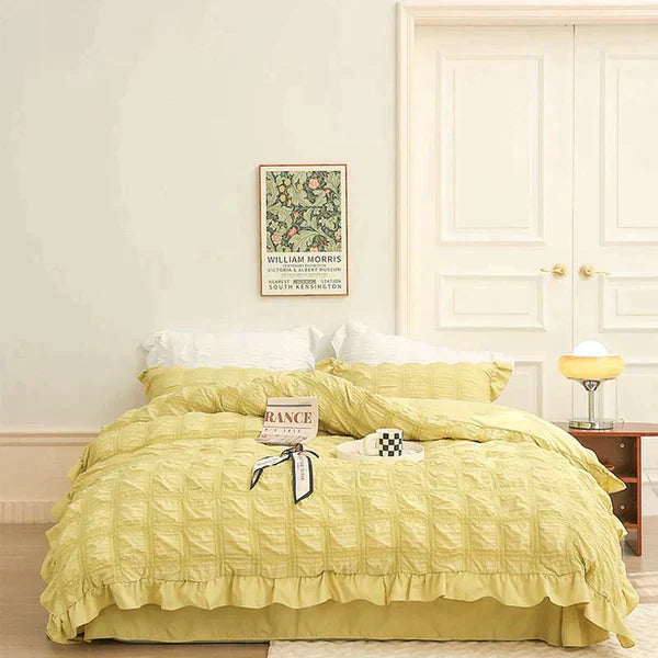 4-teiliges Set aus eisigem Seersucker-Steppdecke mit Spitze für den Sommer🔥Kostenloser Versand🔥