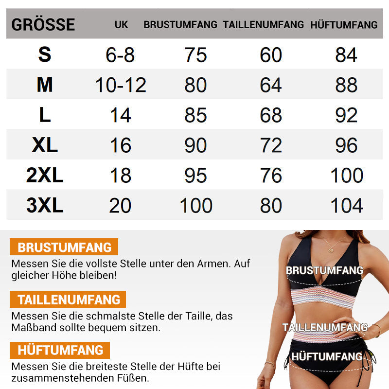 🩷historischer Tiefstpreis🩷Patchwork-Bikini mit V-Ausschnitt, 2-teiliges Set👙