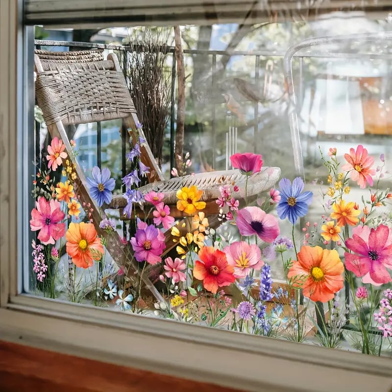 💐Neujahr Heißer Verkauf 50% Rabatt💞 Bunter Blumenstrauß Fenster Sticker🖼️