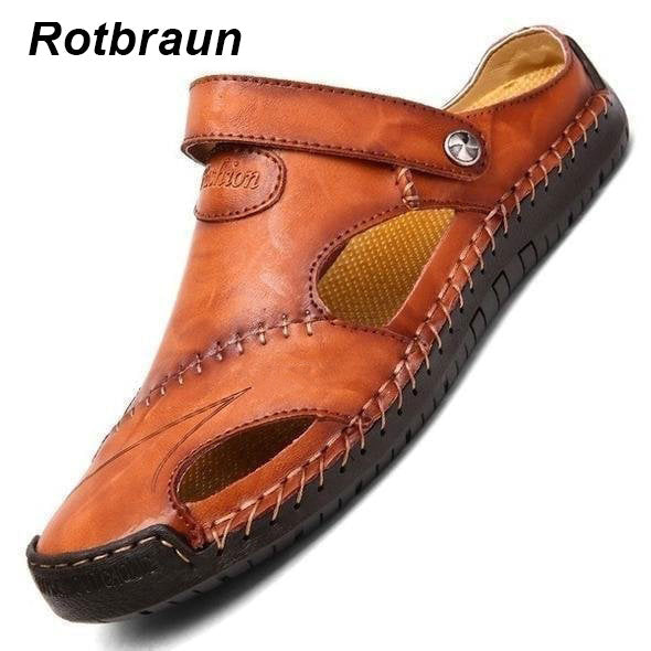 🏆Bis zu 49 % Rabatt!🔥Große Größe Weiches Leder Männer Atmungsaktive Outdoor-Sandalen