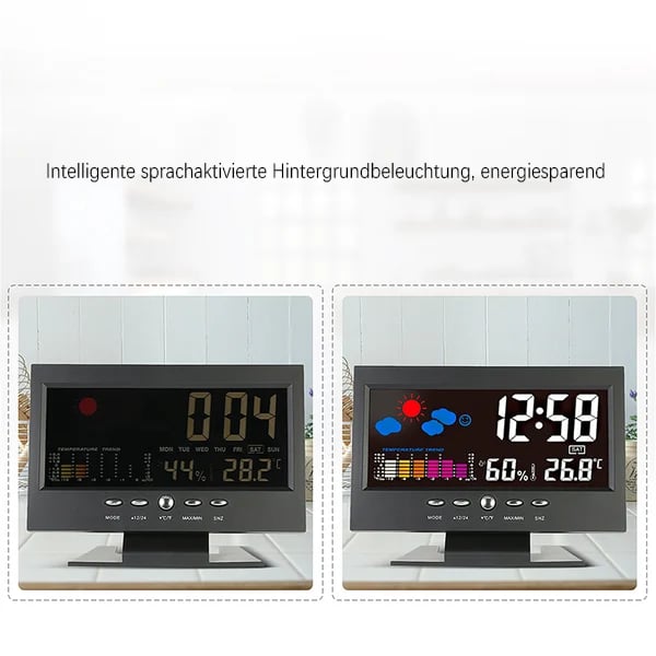 ⏰LETZTER TAG VERKAUF 50% RABATT✨Digitaler LED-Temperatur- und Luftfeuchtigkeitsmonitor, Wettervorhersage, LED-Tischwecker