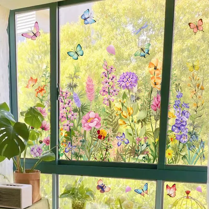 💐Neujahr Heißer Verkauf 50% Rabatt💞 Bunter Blumenstrauß Fenster Sticker🖼️