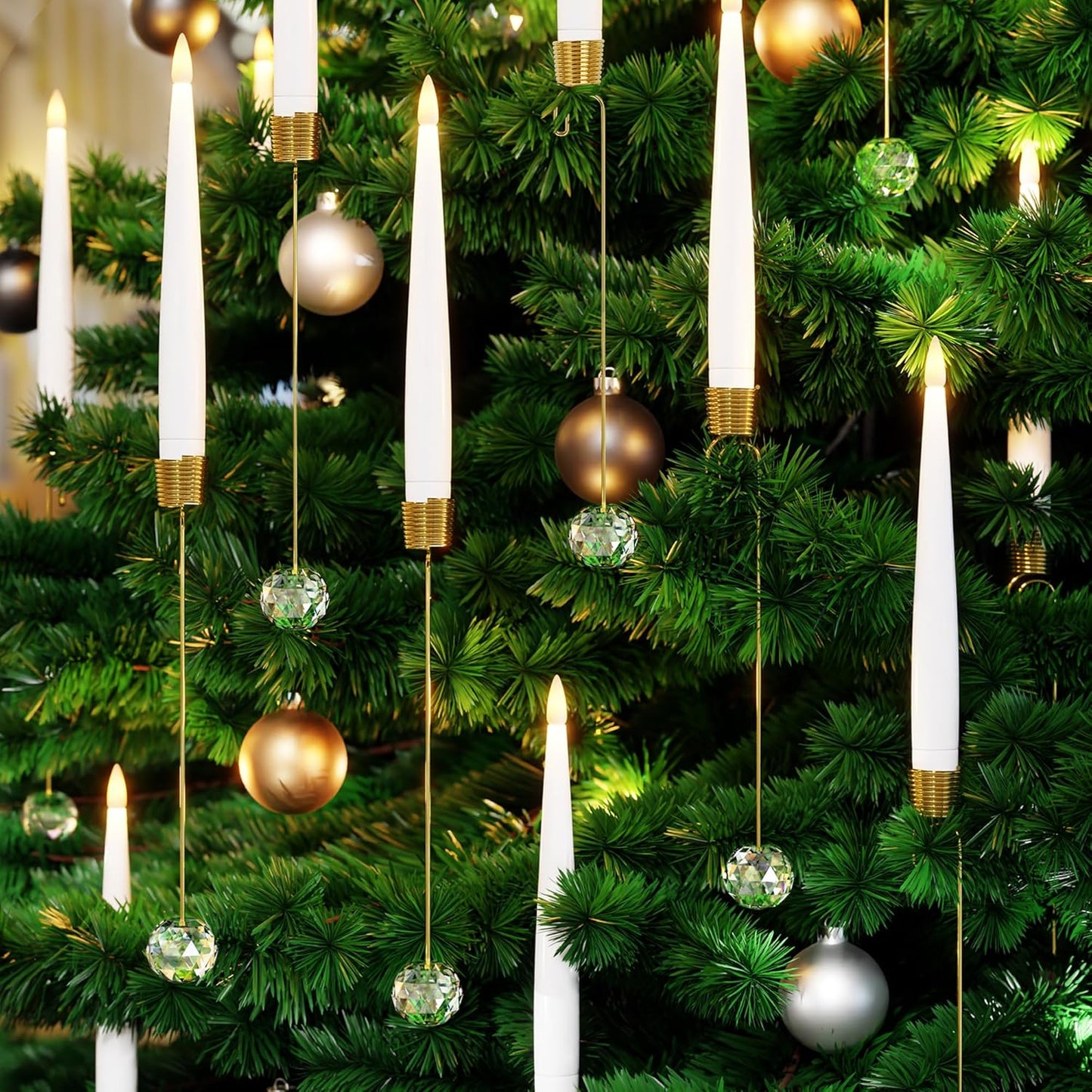 🎁Frühweihnachtliche Aktion – 50 % Rabatt🎄Weihnachtsbaum-LED-Kerzen mit klarem Kristallkugelhaken