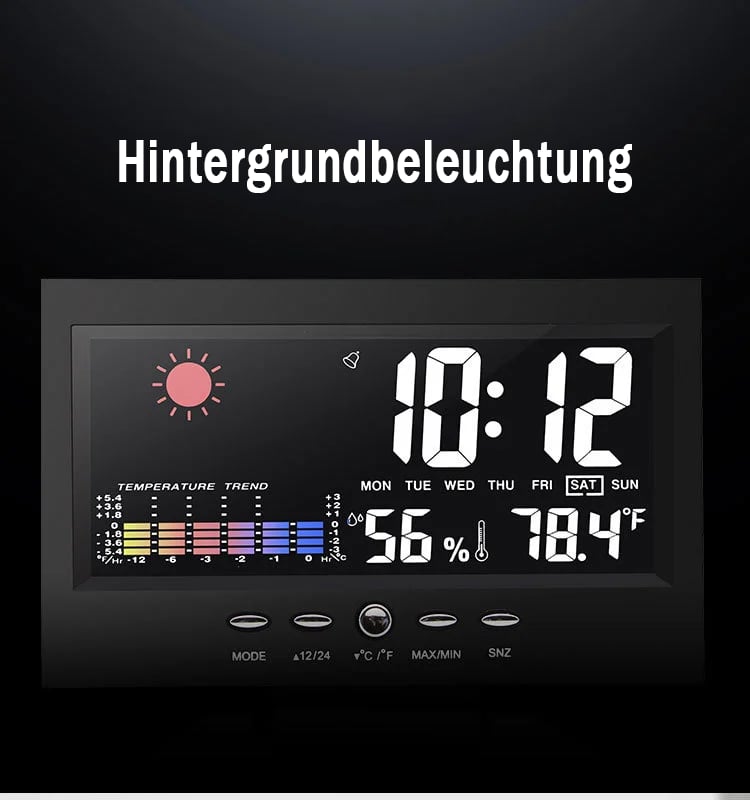 ⏰LETZTER TAG VERKAUF 50% RABATT✨Digitaler LED-Temperatur- und Luftfeuchtigkeitsmonitor, Wettervorhersage, LED-Tischwecker