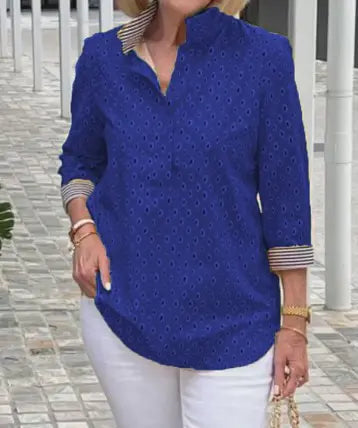 🌈【🔥Bestseller】 3/4-Arm-Shirt mit bedrucktem Stehkragen