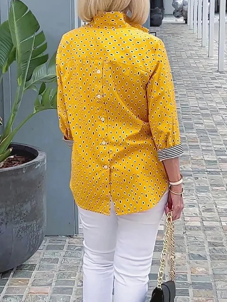 🌈【🔥Bestseller】 3/4-Arm-Shirt mit bedrucktem Stehkragen