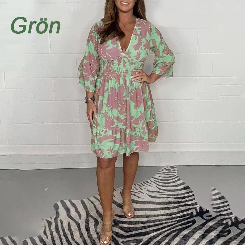 🔥50% Rabatt im Sonderangebot🔥Stilvolles, lässiges Kleid mit V-Ausschnitt und elastischem Bund für Damen