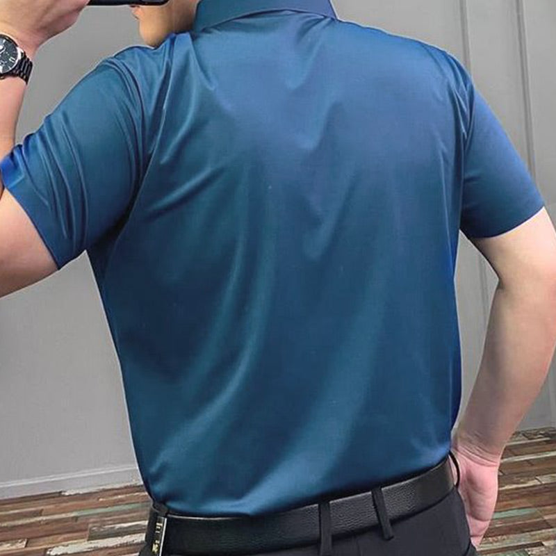 Kurzärmeliges Business-Hemd für Herren aus dehnbarem, bedrucktem Stoff