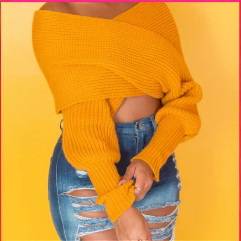 🚀2024 Einfarbiger gestrickter Pulloverschal mit Ärmeln für Frauen