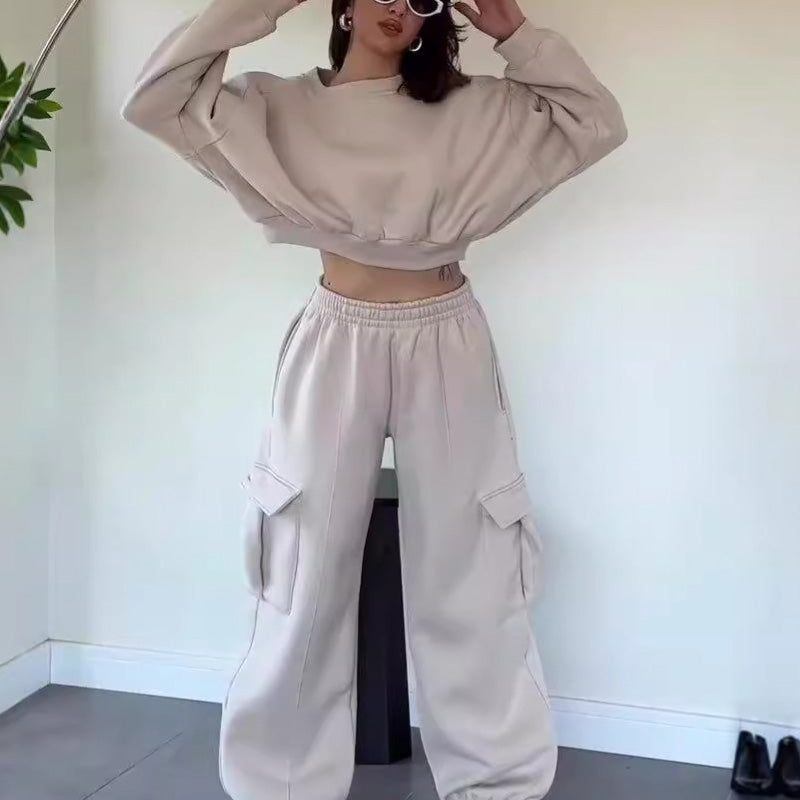 2-teiliges Set für Damen mit Rundhals-Sweatshirts & Jogginghose