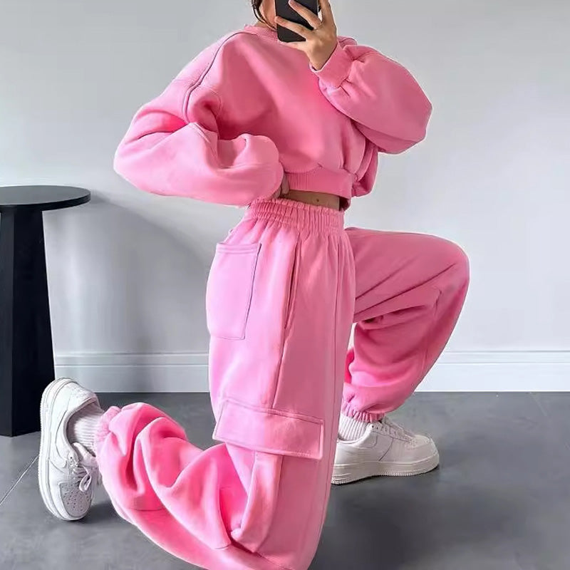 2-teiliges Set für Damen mit Rundhals-Sweatshirts & Jogginghose