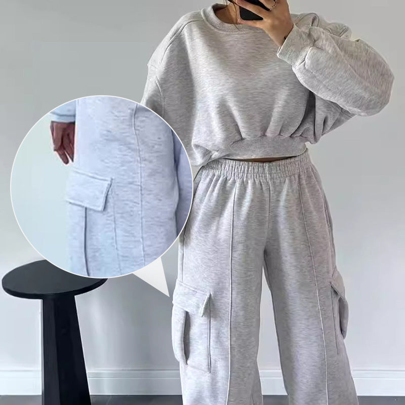 2-teiliges Set für Damen mit Rundhals-Sweatshirts & Jogginghose