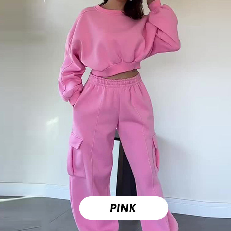 2-teiliges Set für Damen mit Rundhals-Sweatshirts & Jogginghose