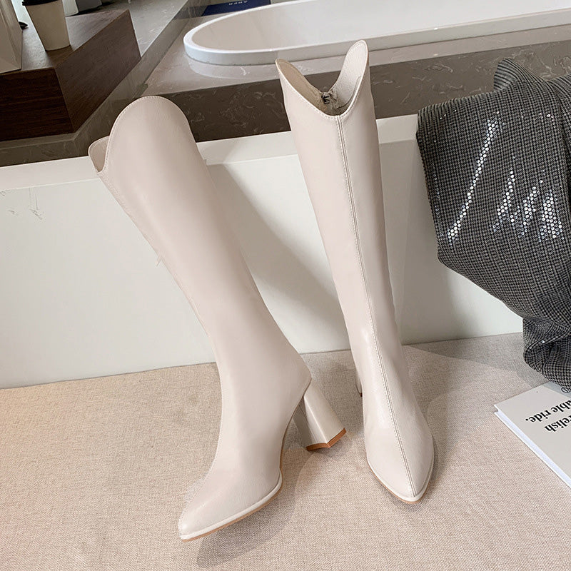 💥Heißer Verkauf🌟50% Rabatt❤️‍🔥Elegante Damenstiefel mit klobigem Absatz und spitzer Zehe