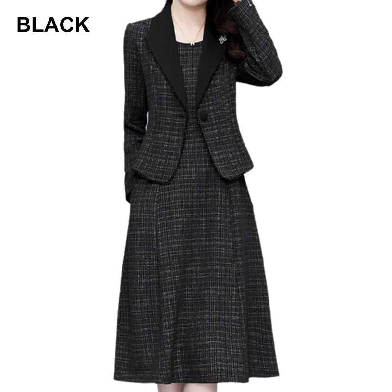 Damen Fake Zweiteiler mit Revers Anzug Kleid