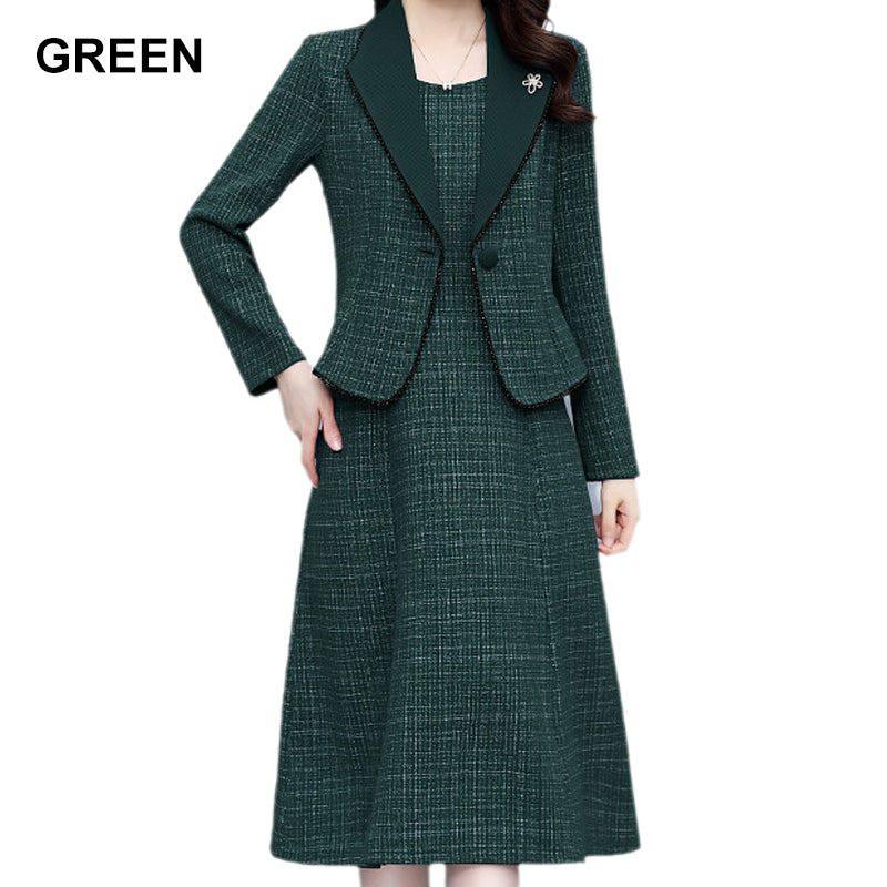 Damen Fake Zweiteiler mit Revers Anzug Kleid