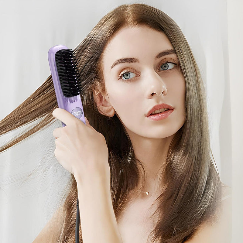 Schnurlose Haarglättungsbürste mit LED-Anzeige