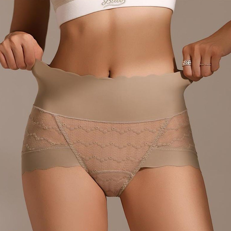 🔥Kaufe 1, bekomme 2 gratis🔥Bequeme atmungsaktive nahtlose Spitzen-Slips mit hoher Taille