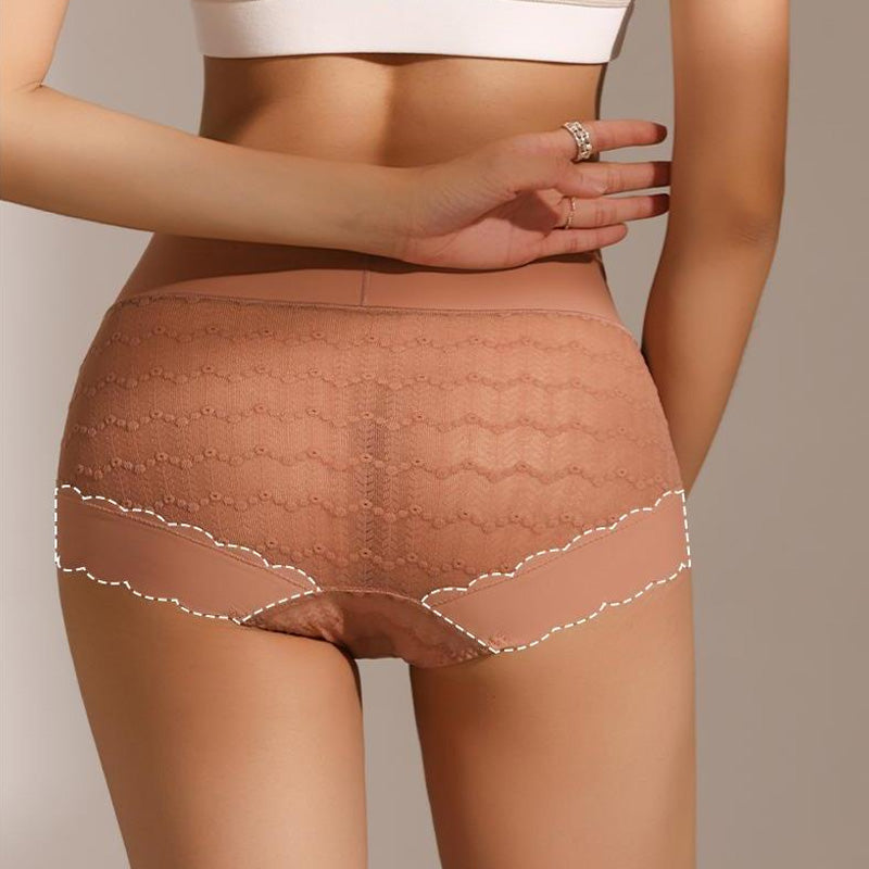 🔥Kaufe 1, bekomme 2 gratis🔥Bequeme atmungsaktive nahtlose Spitzen-Slips mit hoher Taille