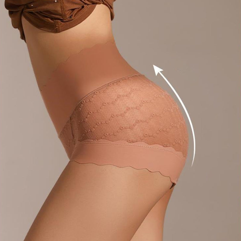 🔥Kaufe 1, bekomme 2 gratis🔥Bequeme atmungsaktive nahtlose Spitzen-Slips mit hoher Taille