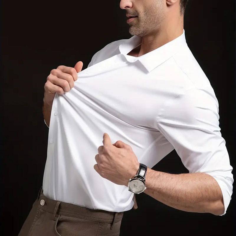 👔Herren hochelastisches bügelfreies Business-Hemd
