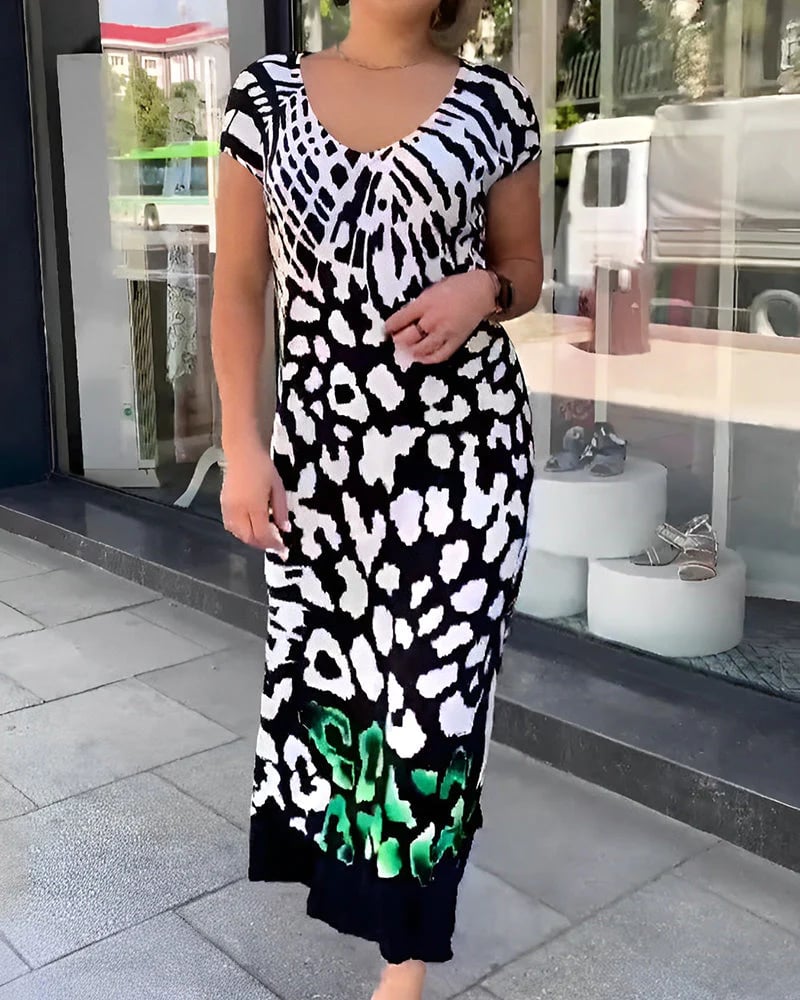 💖Begrenzter Ausverkauf 50% OFF💖Lässiges bedrucktes kurzärmeliges Kleid