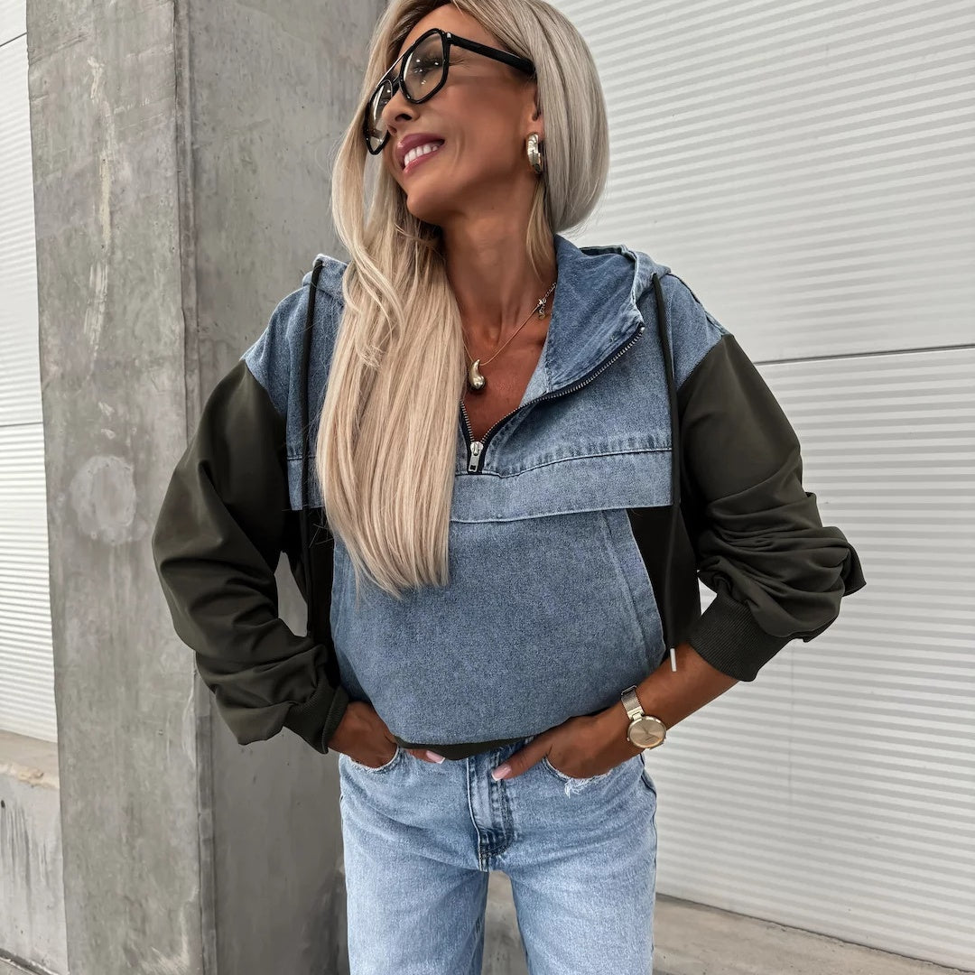 🔥HEISSER VERKAUF 50% - Damen-Jeansjacke mit Kapuze und Kordelzug
