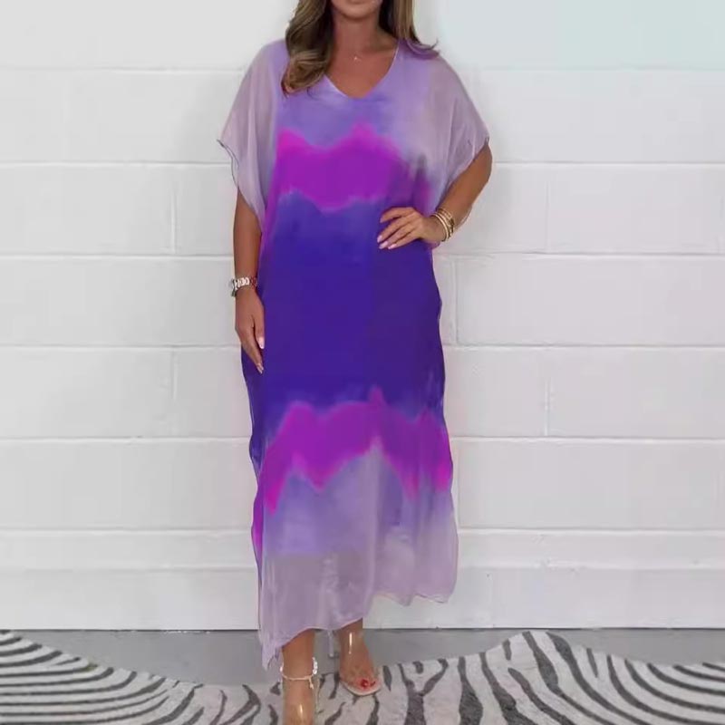 ✨ Bequemes, lässiges Chiffon-Dip-Dye-Kleid für Damen