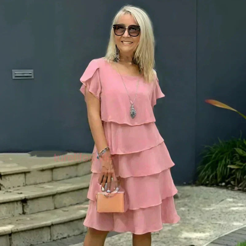 ⏳Begrenzte Zeit 50% Rabatt💥Damen Freizeitkleid mit Wellenvolants.