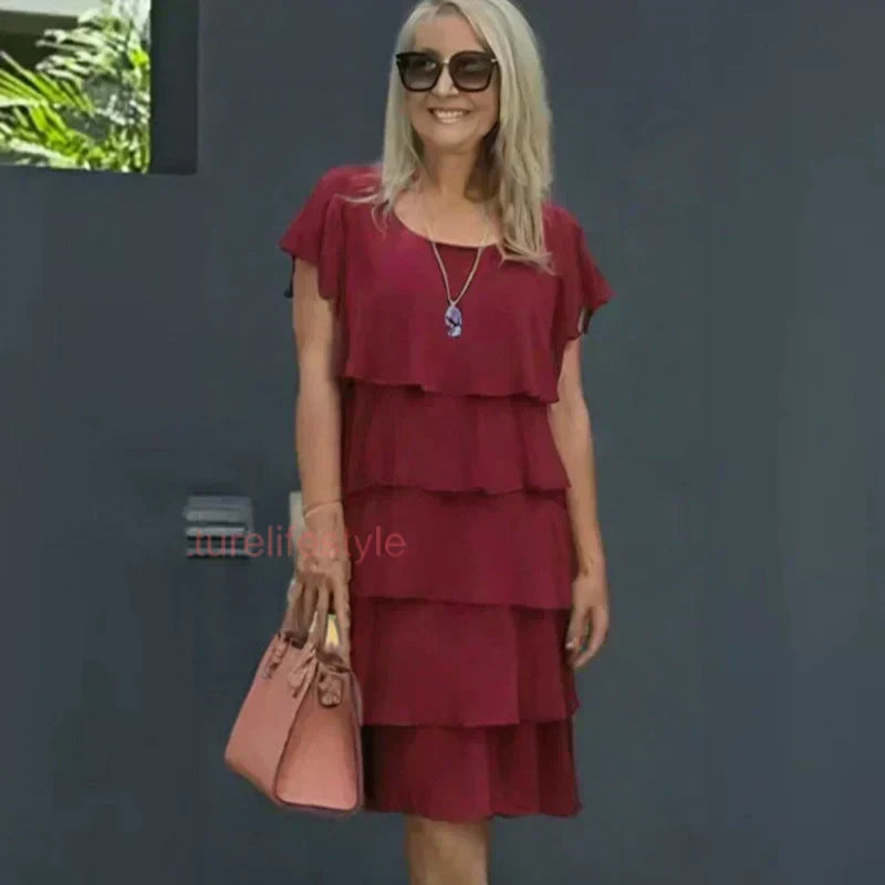 ⏳Begrenzte Zeit 50% Rabatt💥Damen Freizeitkleid mit Wellenvolants.