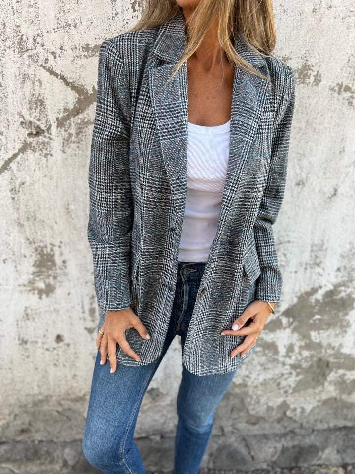 Lässiger karierter Blazer mit Revers