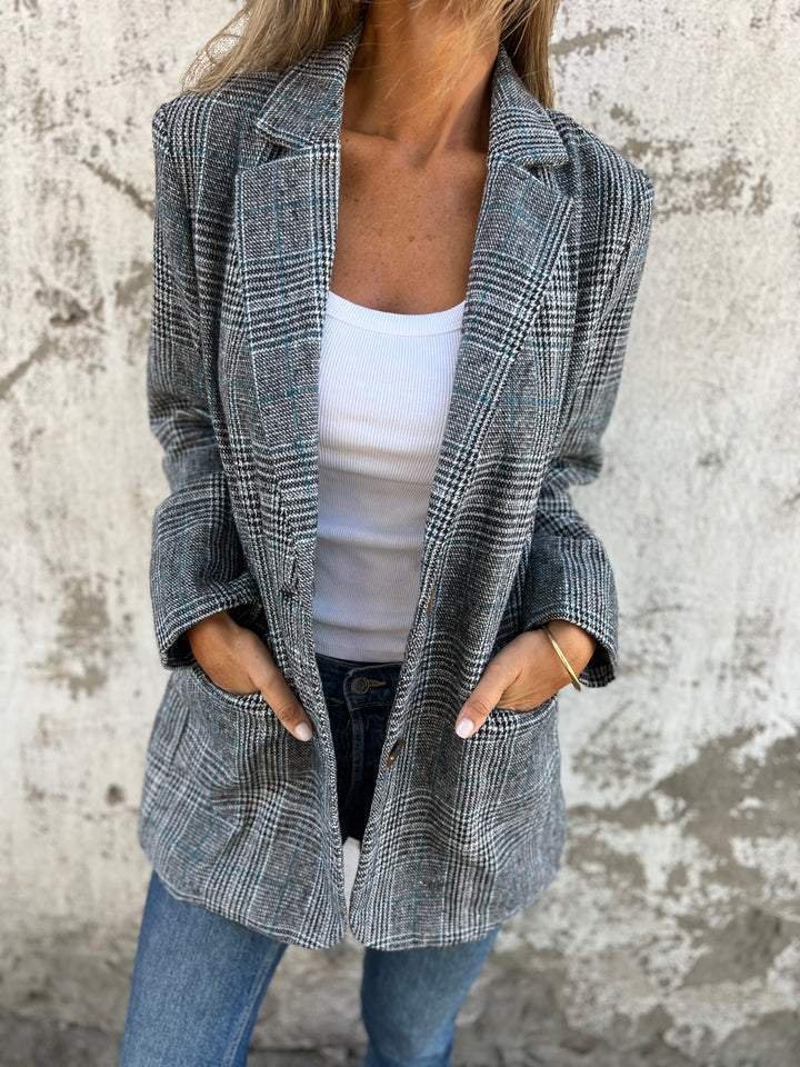 Lässiger karierter Blazer mit Revers