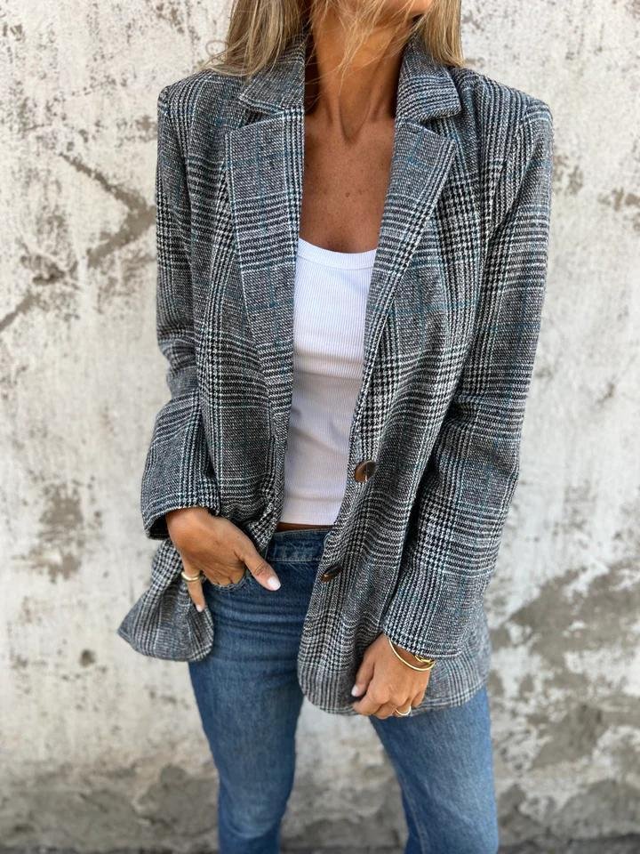 Lässiger karierter Blazer mit Revers
