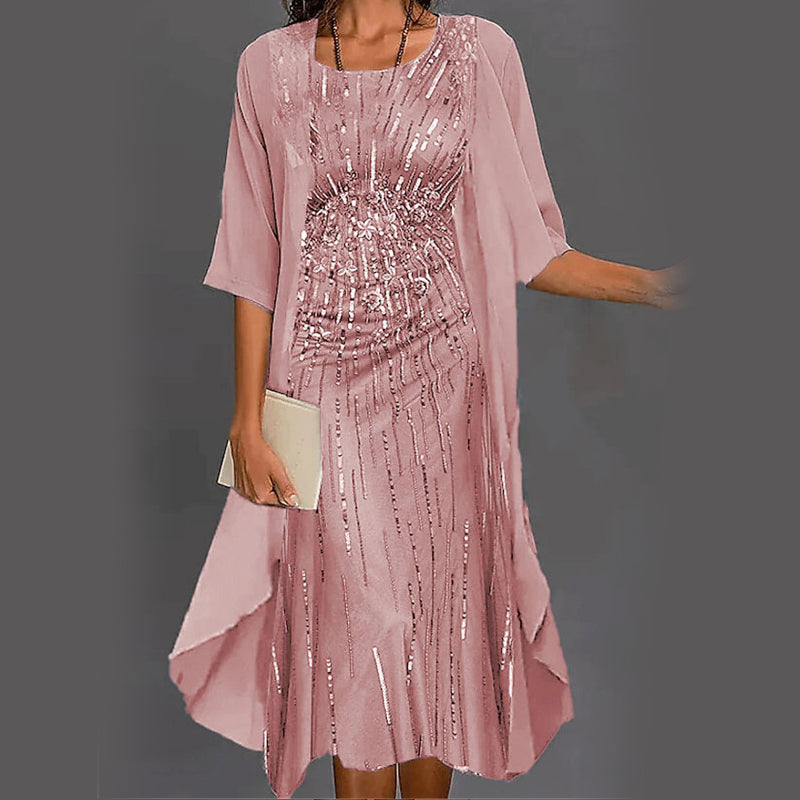 🌸Neu für 2025👗Zeitlich begrenztes Angebot - 2-teiliges Set: Hemd + Kleid mit halben Ärmeln