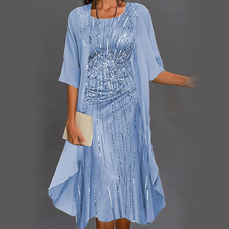 🌸Neu für 2025👗Zeitlich begrenztes Angebot - 2-teiliges Set: Hemd + Kleid mit halben Ärmeln