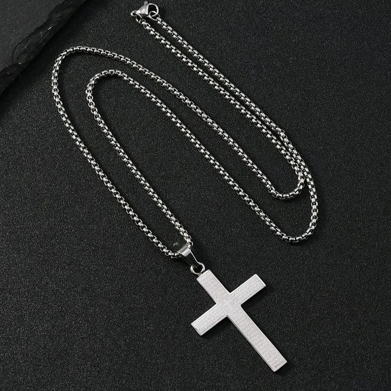 Edelstahl-Kreuz-Anhänger-Halskette für Männer und Frauen