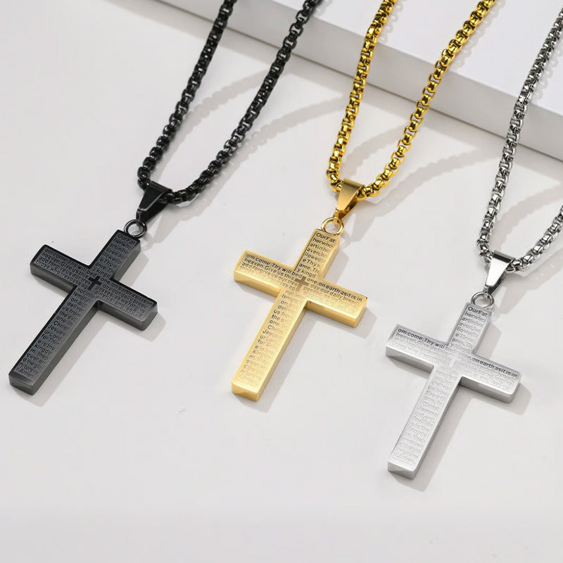 Edelstahl-Kreuz-Anhänger-Halskette für Männer und Frauen