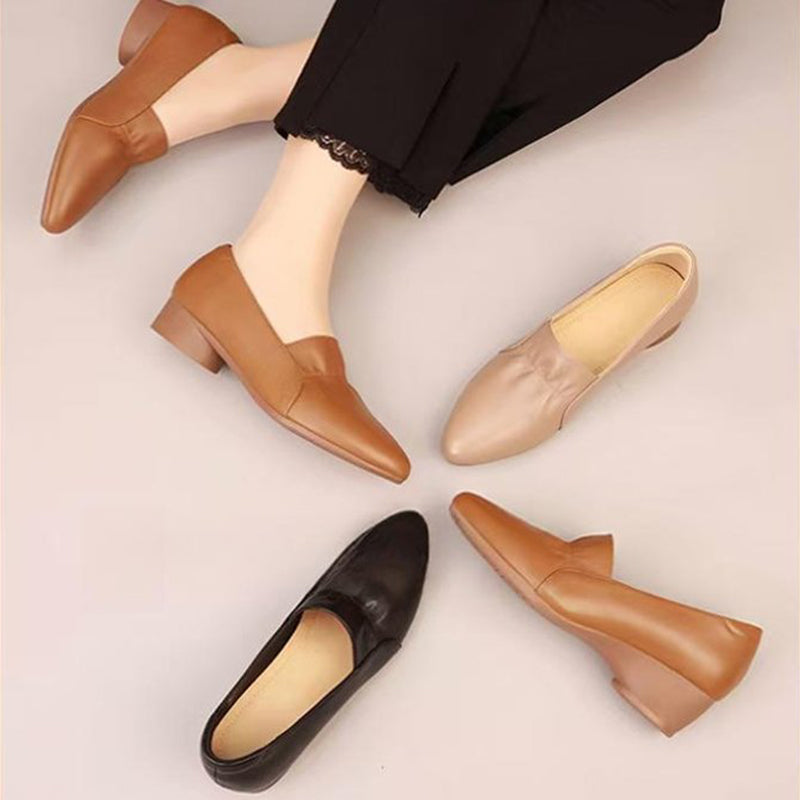 💝Bequeme Damenschuhe mit niedrigem Absatz aus Synthetikleder💝